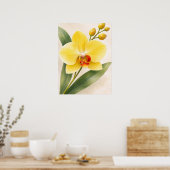 Gele Phalaenopsis-orchidee bloem botanisch Poster (Keuken)