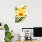 Gele Phalaenopsis-orchidee bloem botanisch Poster (Thuiskantoor)