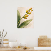 Gele Phalaenopsis-orchidee knoppen botanisch Poster (Keuken)