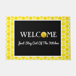 Gele Pickleball Balls, blijf uit de keuken Deurmat