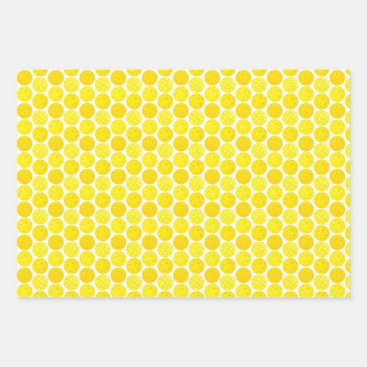 Gele Pickleball Balls, serving 0-0-2, op wit Inpakpapier Vel (Voorkant 3)