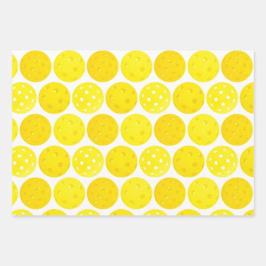 Gele Pickleball Balls, serving 0-0-2, op wit Inpakpapier Vel (Voorkant 2)