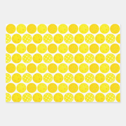 Gele Pickleball Balls, serving 0-0-2, op wit Inpakpapier Vel (Voorkant)