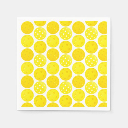 Gele Pickleball Balls, serving 0-0-2, op wit Servet (Voorkant)