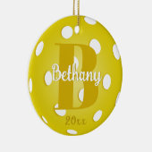 Gele Pickleball Gold Monogram Naam Keramisch Ornament (Rechts)
