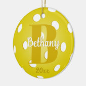 Gele Pickleball Gold Monogram Naam Keramisch Ornament (Links)