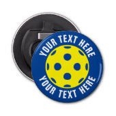Gele pickleball logo magnetische flesopener button flesopener (Voorkant)