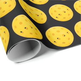 Gele pickleball op zwart cadeaupapier