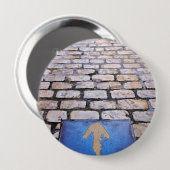 Gele pijl ronde button 4,0 cm (Voorkant /achterkant)
