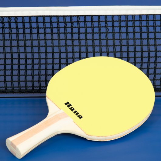 Gele pingpong paddle verschillende tekst, beide zi tafeltennisbatje (Insitu)