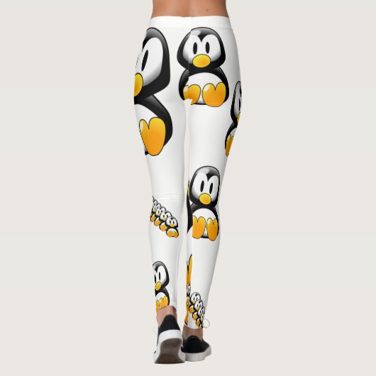 gele pinguïn witte legging tiener (Achterkant)