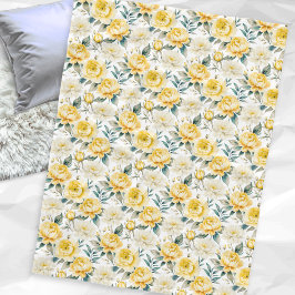 Gele Pioen Chrysanthemum Bloem Botanische Print Fleece Deken