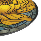 Gele Pioen Glas-in-Lood Snijplank (Hoek)