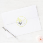 Gele Pioen met Grijs en Wit1.5"Ronde Sticker (Envelop)