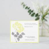 Gele Pioen op Witte Antwoordkaart RSVP Kaartje (Staand voorkant)