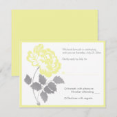 Gele Pioen op Witte Antwoordkaart RSVP Kaartje (Voorkant / Achterkant)
