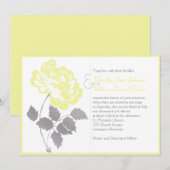 Gele Pioen op Witte Huwelijksuitnodiging Kaart (Voorkant / Achterkant)