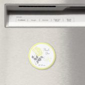 Gele Pioen op Witte Trouw Favor Magnet (Insitu (Vaatwasser))