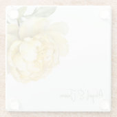 Gele Pioen Personaliseerde Namen Glazen Onderzetter (Achterkant)