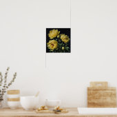 Gele Pioenrozen Bloemen Art Print Poster (Keuken)