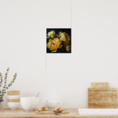 Gele Pioenrozen Bloemen Art Print Poster (Keuken)