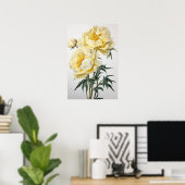 Gele Pioenrozen Bloemen Art Print Poster (Thuiskantoor)