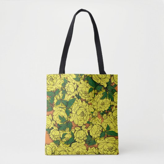 Gele Pioenrozen Tote Bag (Voorkant)
