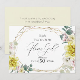 Gele Pioenrozen Wil jij mijn bloemenmeisje zijn Kaart