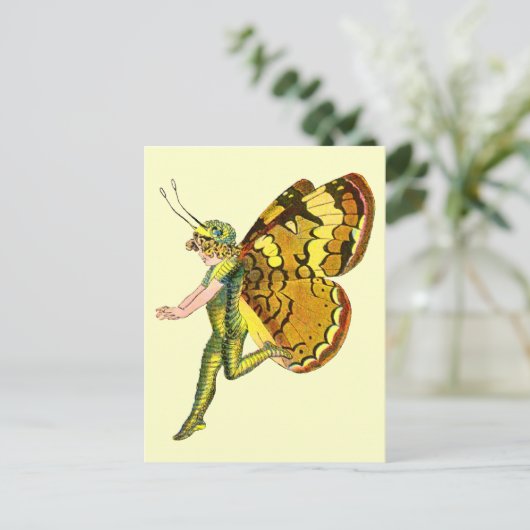 Gele pixie Fairy Briefkaart (Staand voorkant)