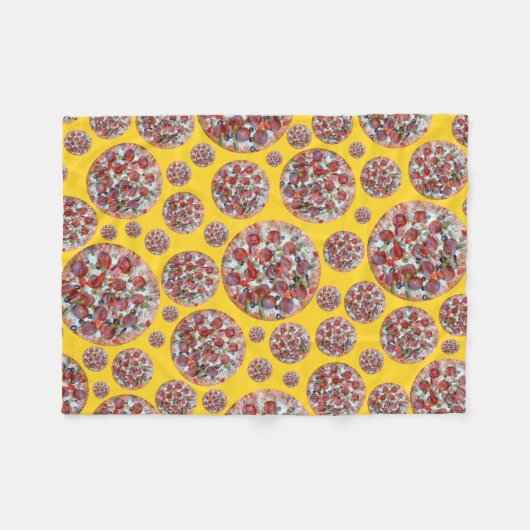 Gele pizza fleece deken (Voorkant (Horizontaal))