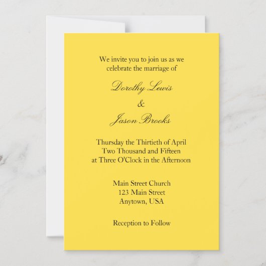 Gele plaat Eenvoudige Magnetische Weddenschap Magnetische Uitnodiging (Voorkant)