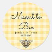 Gele Plaid Bee Bruiloft / Douche Sticker (Voorkant)