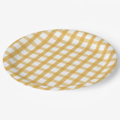 Gele Plaid Picnic Papieren Bordje (Gekanteld)