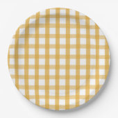Gele Plaid Picnic Papieren Bordje (Voorkant)