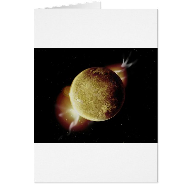 gele planeet 3d illustratie in het universum (Voorkant)