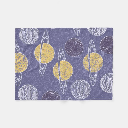 Gele Planet Space Lover Blue Sky Astronomie Fleece Deken (Voorkant (Horizontaal))
