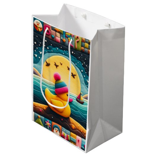 gele Plastic eend Medium Cadeauzakje (Voorkant Gekanteld)