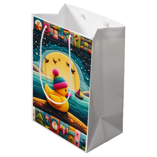 gele Plastic eend Medium Cadeauzakje (Achterkant Gekanteld)