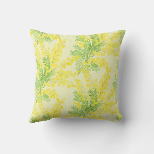 Gele pluizige mimosa bloem kussen (Achterkant)