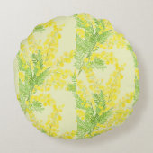 Gele pluizige mimosa bloem rond kussen (Achterkant)