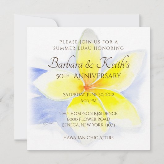 Gele Plumeria 50ste verjaardagskaart Kaart (Voorkant)