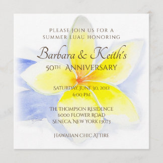 Gele Plumeria 50ste verjaardagskaart Kaart