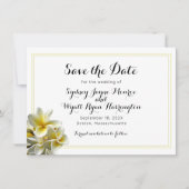 Gele Plumeria bewaar de datumweddenschappen Kaart (Voorkant)