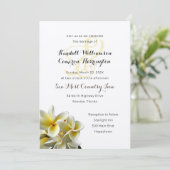 Gele Plumeria Bloemen Bruiloft Uitnodiging (Staand voorkant)