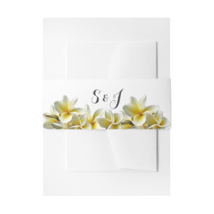Gele Plumeria Bruiloft Monogram Belly Band Uitnodigingen Wikkel