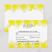 Gele Plumeria Frangipani Weddenschap RSVP-Kaarten RSVP Kaartje (Voorkant / Achterkant)