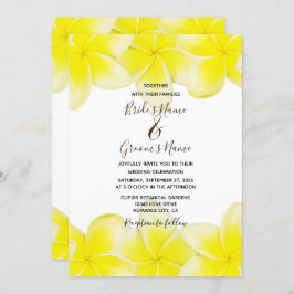 Gele Plumeria Frangipani Wedding Invitations Kaart