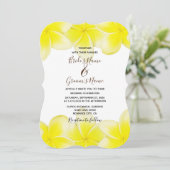 Gele Plumeria Frangipani Wedding Invitations Kaart (Staand voorkant)