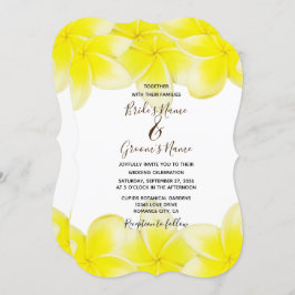 Gele Plumeria Frangipani Wedding Invitations Kaart