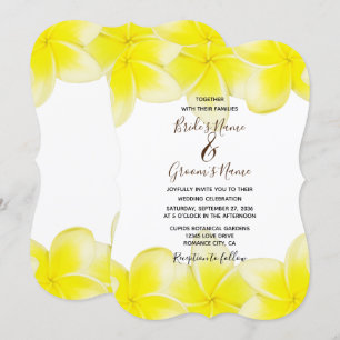 Gele Plumeria Frangipani Wedding Invitations Kaart
